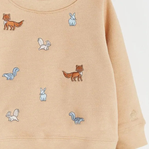 NWT BABY COTTONS 2 piece Sweatshirt & Jogger ADORABLE embroidered animals! 12 mo